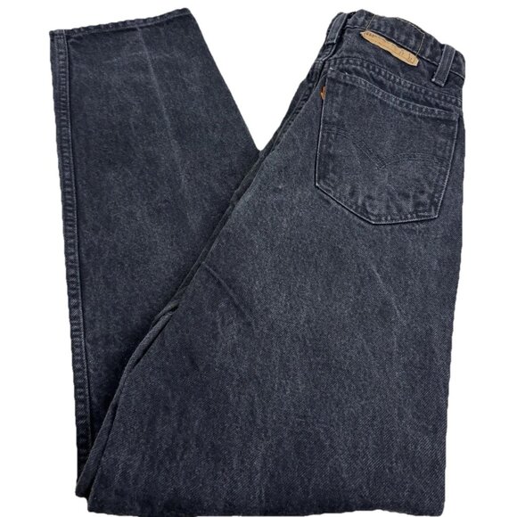 VTG Levi's 550 Sz 27x32 Student Relaxed Tapered Jeans Black Orange Tag EUC - Picture 1 of 10